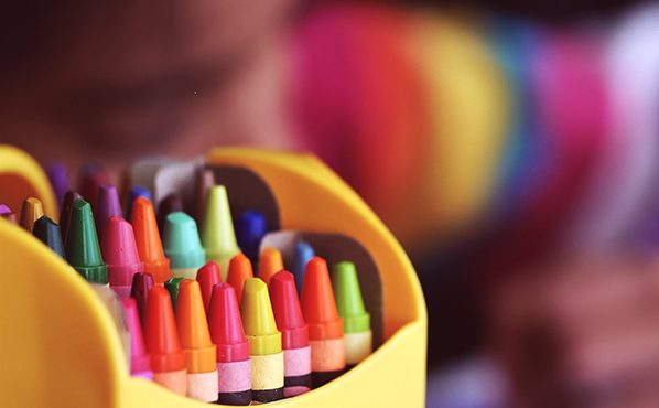 Crayons in a pot