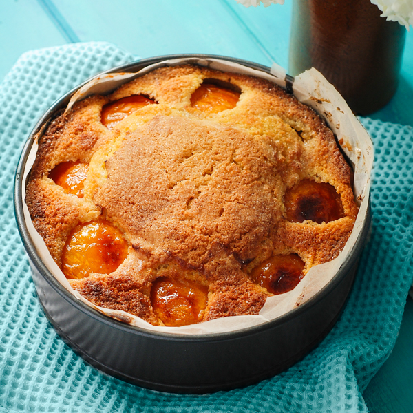 Baked peach and almond cake