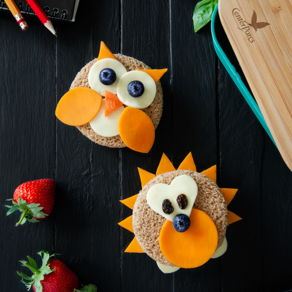 Owl and hedgehog lunchbox treats