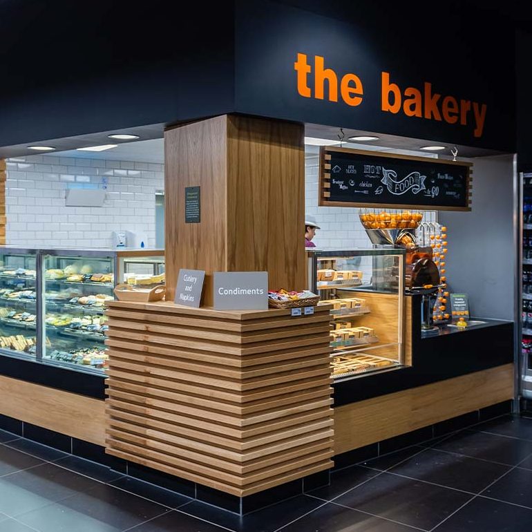 Wide shot of the bakery within ParcMarket
