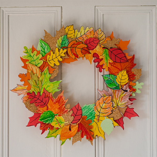 Autumn leaves arts and crafts wreath