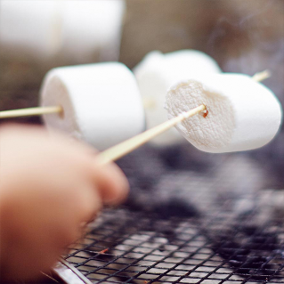 Close up of toasting marshmallows