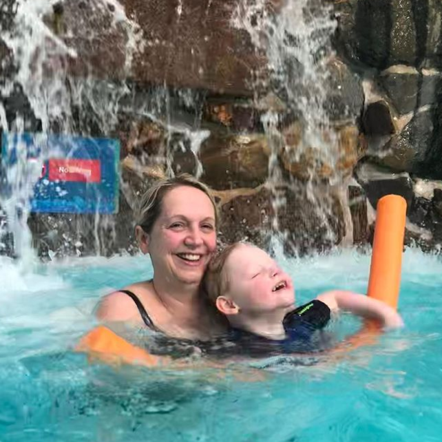 William and mother in the pool