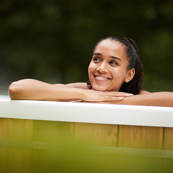 Woman in hot tub