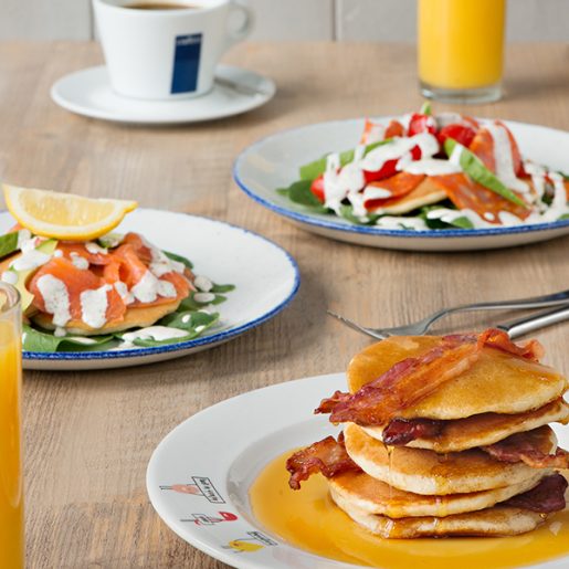 Breakfast options from the pancake house
