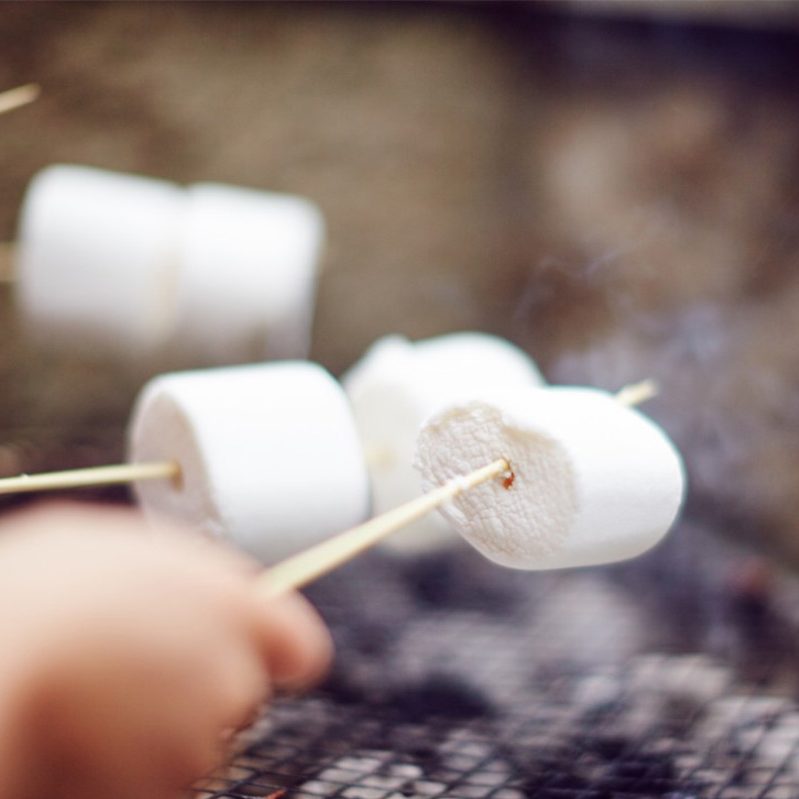 Marshmallows grilling on the barbecue
