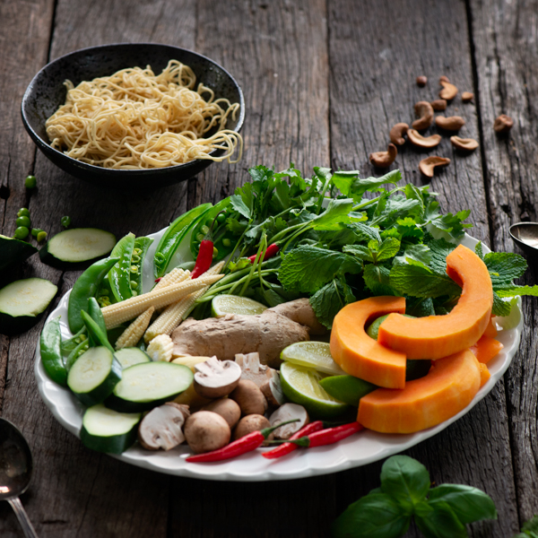 Vegan thai green curry ingredients
